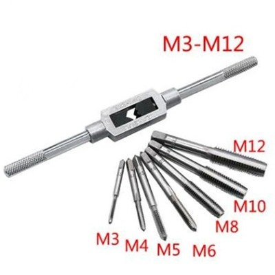 Adjustable T-Handle Tap Wrench Set HSS Thread Tapping Tool Metric Holder