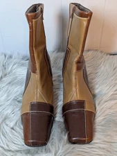 Carolina Colours Vintage Ladies Boots Size 10 Zipper Patchwork 3 in Heel