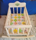 Vintage 1986 Cabbage Patch Kids Baby Doll Wooden Rocking Cradle Crib w/ Pad Mat