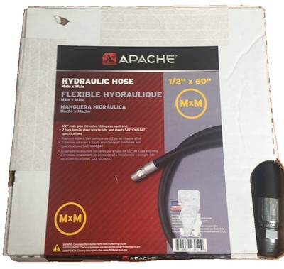 Hydraulic Hose 1/2'' x 60'' 2-Wire Male-To-Male 3500-PSI Black - Apache 98398321
