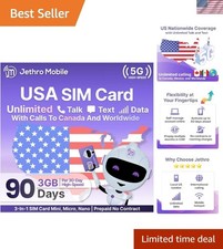 90-Day Prepaid Plan - Unlimited Talk/Text 3GB High-Speed Data Jethro Mobile