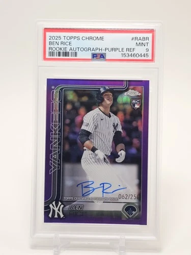 BEN RICE 2025 TOPPS CHROME PURPLE REFRACTOR ROOKIE AUTO /250 PSA 9 Q4920