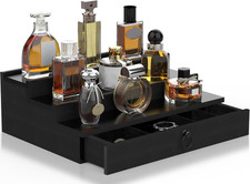 Cologne Organizer for Men, 3 Tier Wood Perfume Organizer with Felt Lining Drawer