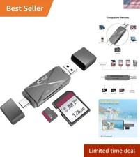 Compact USB Card Reader with Dual Slot, Compatible with All Micro SD Formats