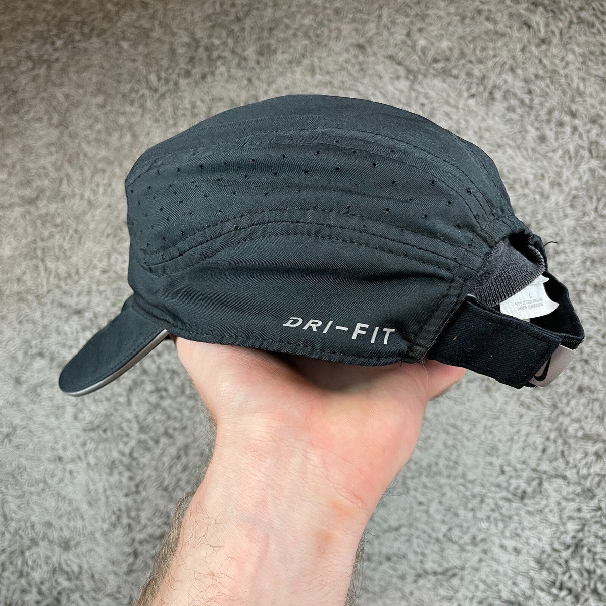Nike Tailwind Cap Strap Back Hat Black Dri Fit Logo Vented Nike Tailwind Cap Strap Back Hat Black Dri Fit Logo Vented