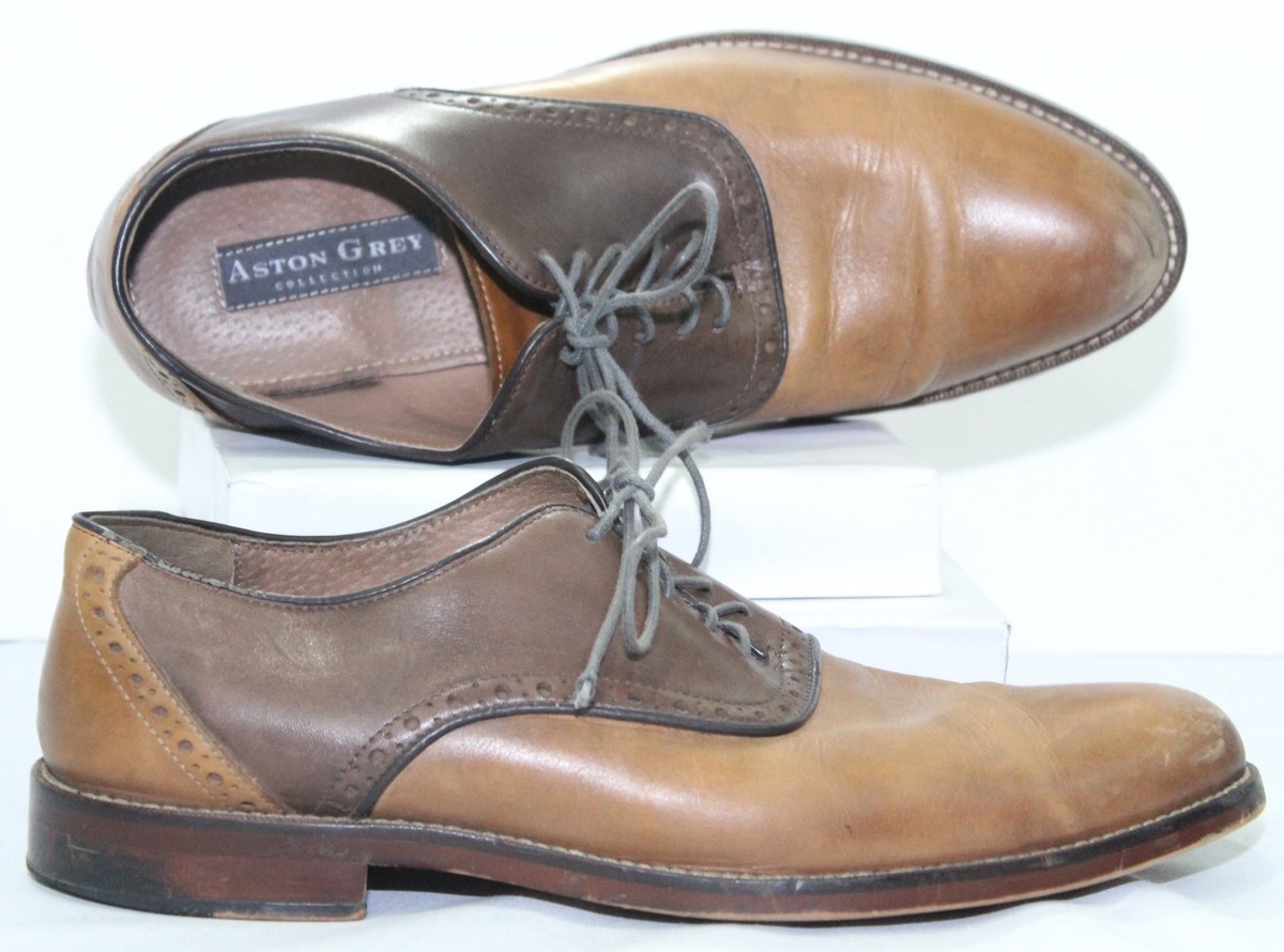 aston grey brown dress shoes Collection Clinton & Cognac Leather Oxford Mens 10 Wingtip oxfords