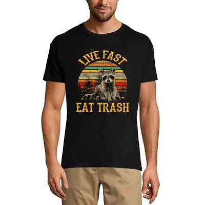 ULTRABASIC Herren T-Shirt Vintage Live Fast Eat Trash - Waschbär lustig
