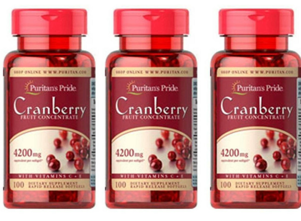 Cranberry Fruit Concentrate Pills Vitamin C&E 4200mg 3X100=300 Softgels