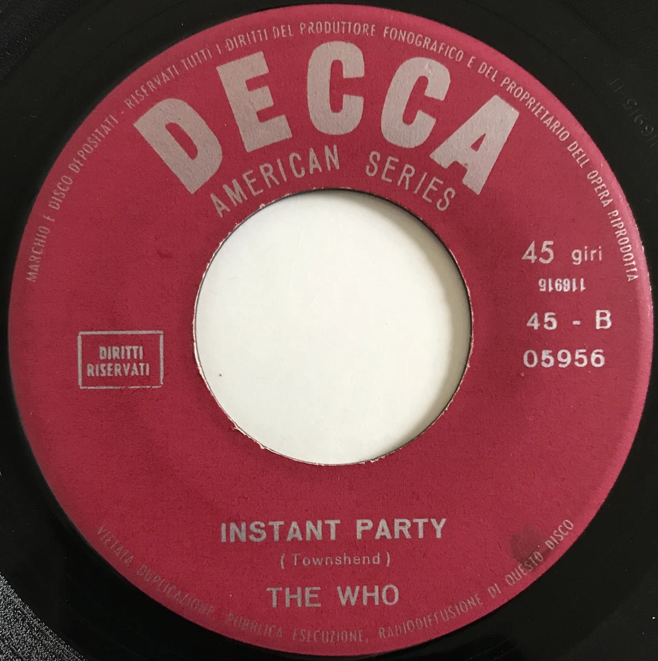 THE WHO A LEGAL MATTER / INSTANT PARTY VINYL 7" DECCA ITALY 1966 RARE PRESSING - Image 4 of 4