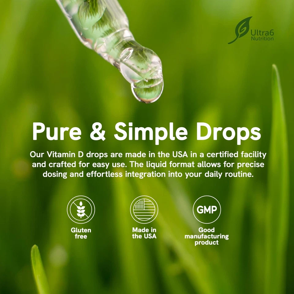 Ultra6 Nutrition Vitamina D y K2 Gotas - Vitamina D3 Líquida con Suplementos K2... Foto 4 de 4