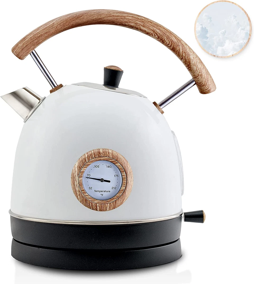 Electric Tea Kettle, Hot Water Boiler with Thermometer 1.7 Liter Stainless  Steel