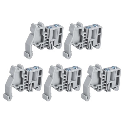 DIN Rail Mount Terminal Blocks End Stopper Screw Type Clamp Grey E/UK 30Pcs