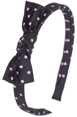 Cute IVELISSE STARS Sterne allover HAARREIF mit SCHLEIFE Schwarz-Pink Rockabilly