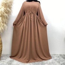 Muslim Women Abaya Open Front Zipper Dress Ramadan Islam Party Arab Robe Caftan