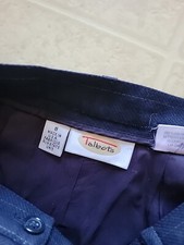 Women Talbots Navy blue Striped Lined High Waist Pants Pleat Front Wool Sz 8