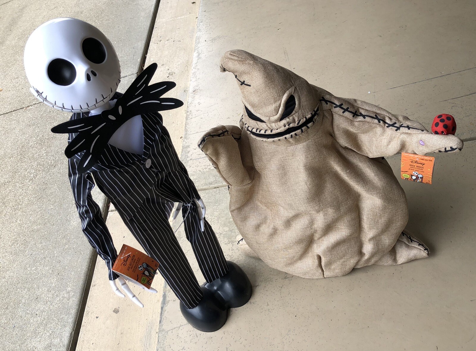 3 ft Animated Jack Skellington & Oogie Halloween Animatronic GEMMY New