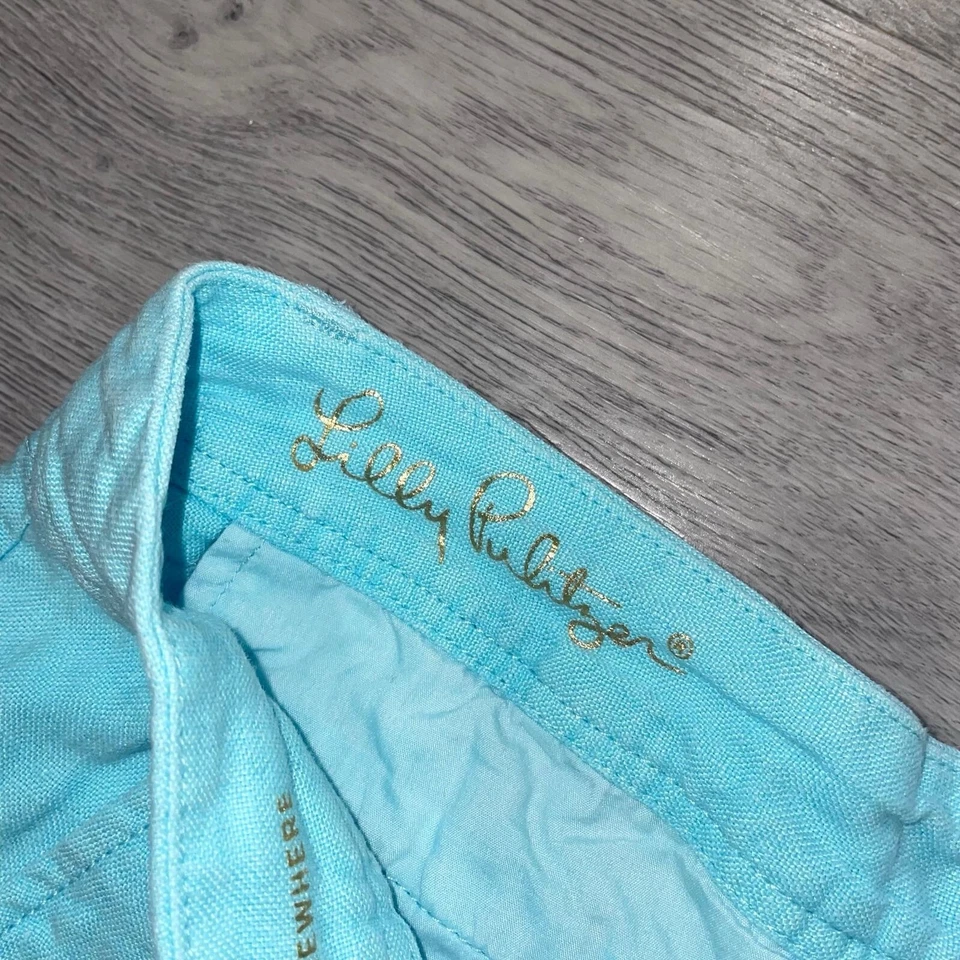 Pantalones Cortos Lilly Pulitzer 100% Lino Calla Para Mujer 2 Preppy Verano Playa Costera Foto 4 de 4