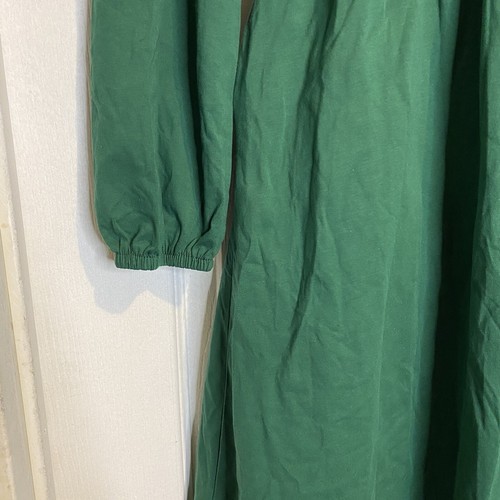 STYLEWORD V-Neck Long Puff Sleeve Swing Midi Dress Women Small Green W/Pockets - Picture 19 of 21