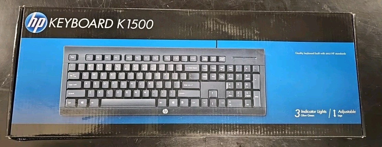 HP K1500 Wired Keyboard, Full Sized, With 3 Indicator Lights New In Box Unopened