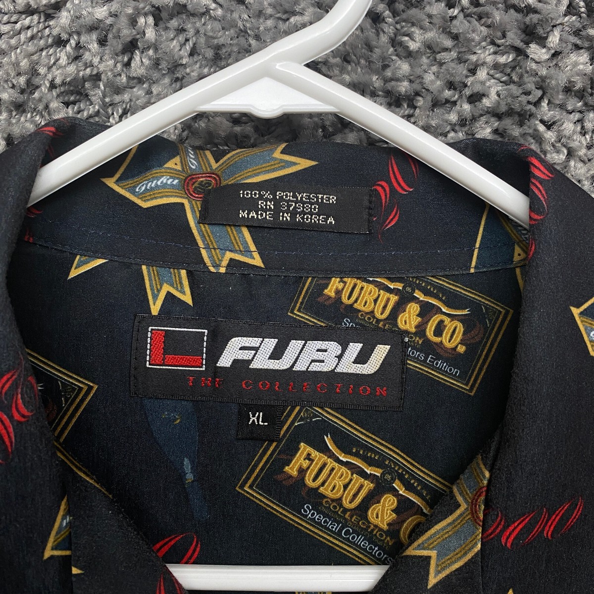 Vintage FUBU Shirt Mens XL Black Button Up Shortsleeve 2000 | eBay