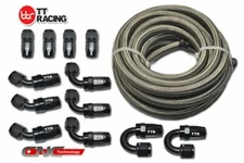 AN-12 Stainless Steel Fuel Line 30FT 12 Fittings Hose End Adaptor Swivel Kit