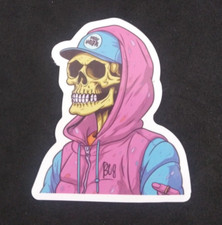 Colorful Cool  Creepy Evil Skeleton Sticker 2.5" x 2" AT 