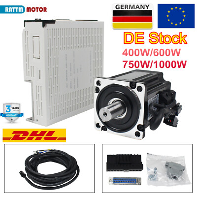 〖EU〗 400W 600W 750W 1KW AC Servo Motor Driver CNC Controller Kit 3000RPM/6000RPM
