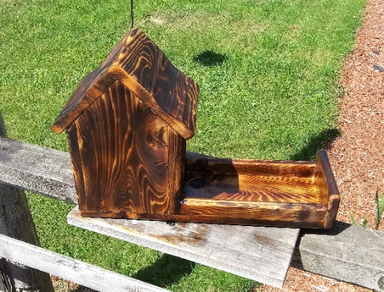 Tarro de vidrio de galón de montaje en cerca alimentador de ardillas madera de cedro TBNUP #1B Foto 3 de 4