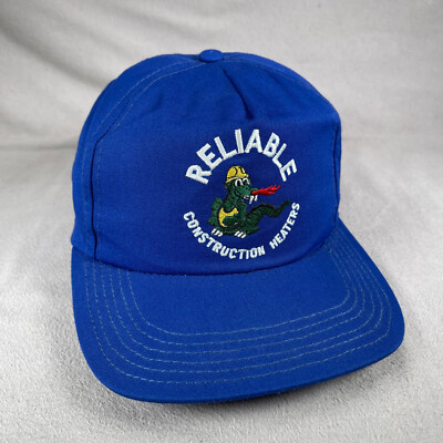 Reliable Construction Heaters Hat Men OS Blue Snapback Cap Graffiti Vtg Made USA