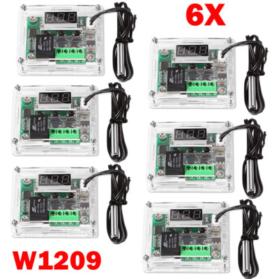 6Pack W1209 DC12V Digital Thermostat Temperature Control Switch Sensor With Case