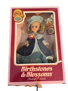 September Sapphire Aster Birthstones and Blossoms Bookshelf Collectables Doll
