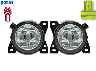 Fog Lights Lamp Pair Set Left & Right Side w/ Bulbs Kenworth T660