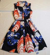 TALBOTS DRESS SAILBOATS SUN DRESS CRUISE WEAR RED WHITE BLUE COLLARED 12 12P