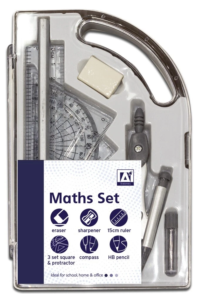 9 Piece Maths Geometry Set Back To School Exam Stationery Compass  