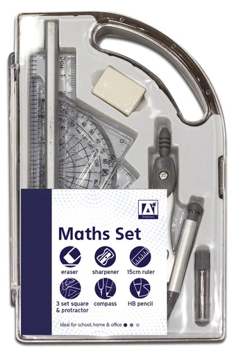 9 Pièce Maths Géométrie Set Retour À École Exam Papeterie Compas Rapporteur Cma