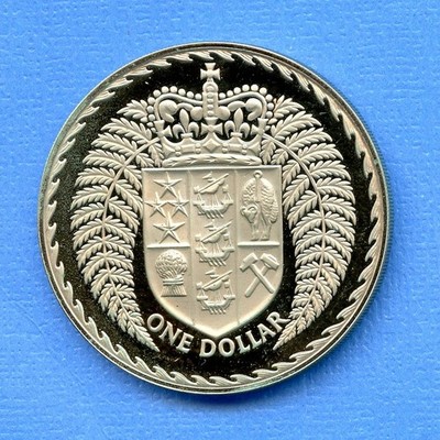 1972 New Zealand $1 One Dollar Queen Elizabeth Proof Coin in Case