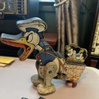 Vintage Fisher Price Long Bill Donald Duck  1936 Wood Pull Toy Disney