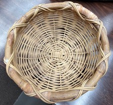 Vintage Decorative Oval Wicker Basket with ratan on top, nicely sturdy