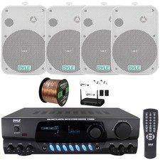 Pyle PT260A AM/FM Stereo Receiver, 4x 6.5" 500W Waterproof Speakers, Mic System