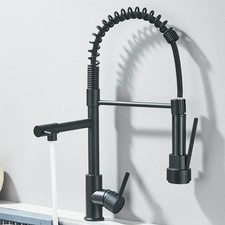 Black Pull Down Kitchen Faucet Sink Tap Mixer Dual Spray Hot Cold Water Sprayer