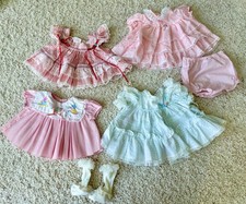 VTG Lot 4 newborn Girl Dresses USA made 766 