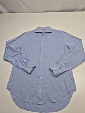 Suitsupply Dress Shirt Mens 16 34/35 Blue Regular Fit Cotton Two Ply Long Sleeve