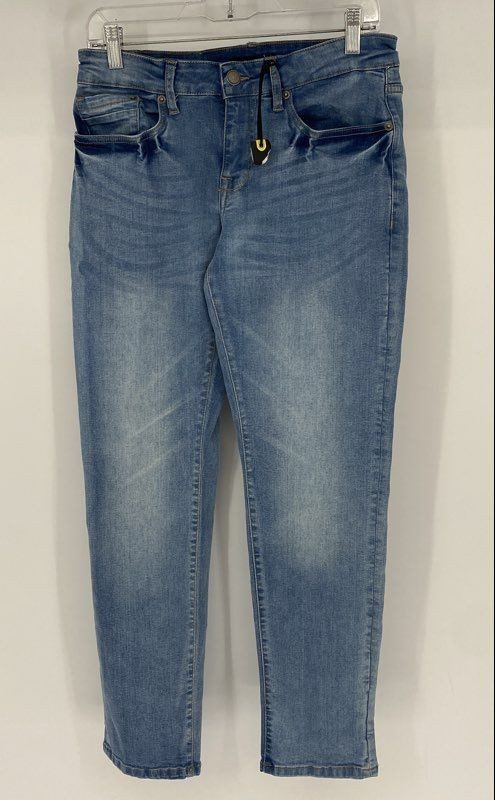 Tahari Womens Blue Denim Medium Wash Stretch Straight Leg Jeans Size 30x30