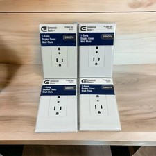  4 COMMERCIAL ELECTRIC Plastic 1-Gang Duplex Cover Wall Plate White New