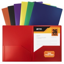 36 PCS Poly Heavyweight 2 Pocket Folders Organization Office Supplies