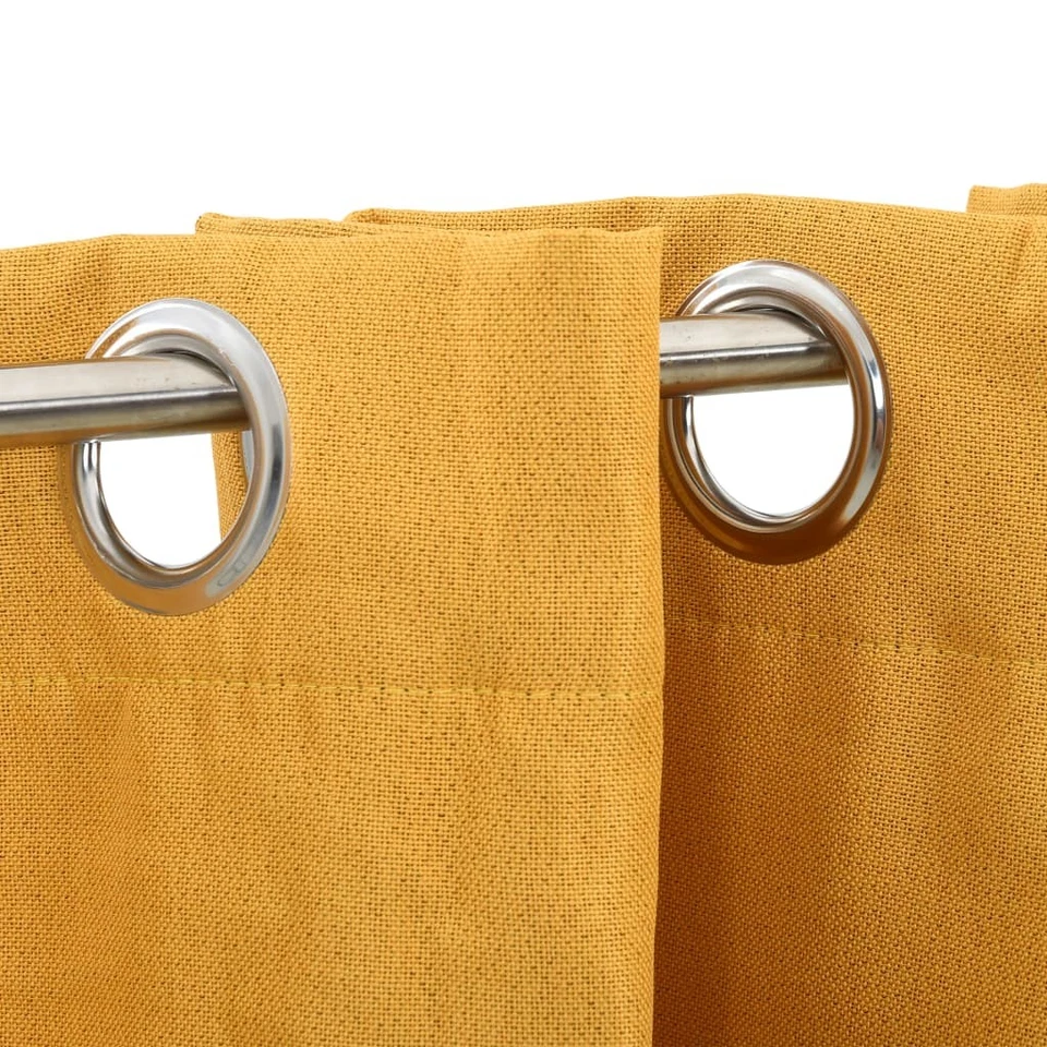 Curtains Linen-Look Yellow Blackout Grommet 100% Polyester 140x245cm Pair Eyelet - Image 3 of 4