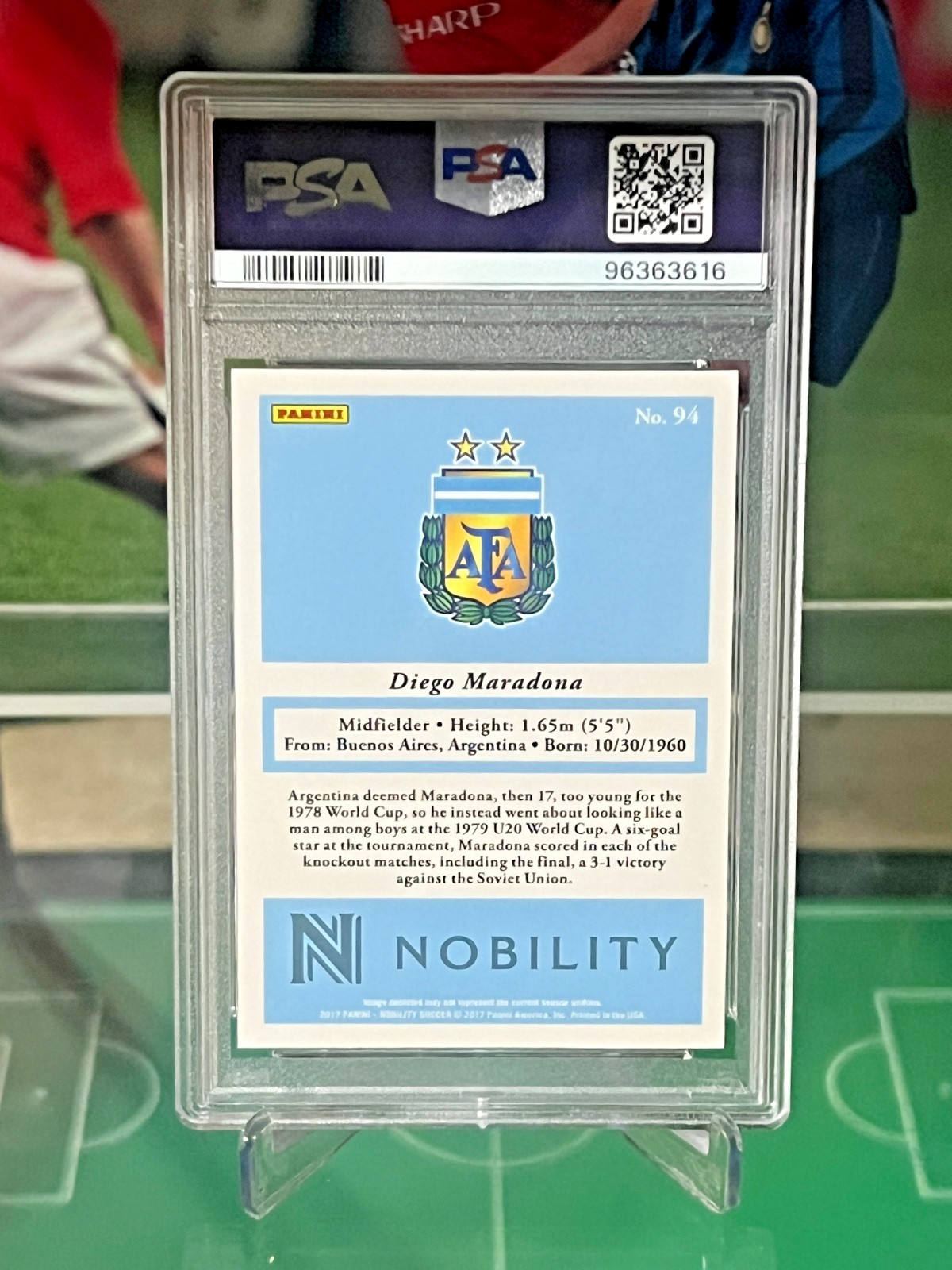 2017 Panini Nobility #94 Diego Maradona Blue /99 PSA 10 view 9