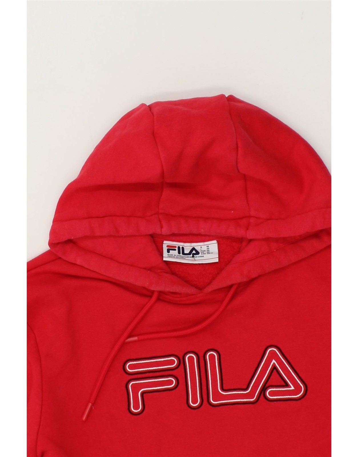 FILA maglione donna oversize grafica con cappuccio UK 6 XS rosso cotone DW01
