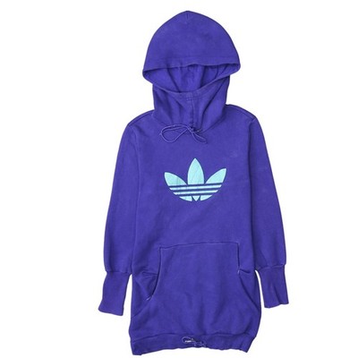 Adidas Damen lila Pullover Hoodie Kleid Größe 14 Logo Tunika