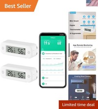 Compact WiFi Hygrometer and Thermometer with Alexa Compatibility - 2PCS Set